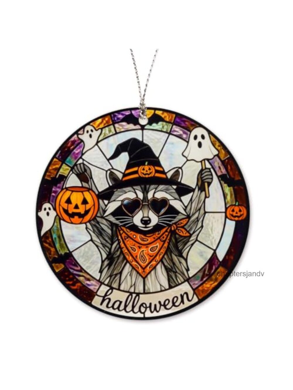 Acrylic Raccoon Halloween Hanging Ornament Window Decor